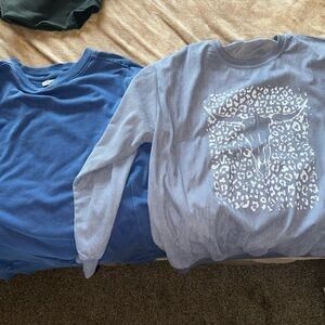 Blue Graphic Long Sleeve Shirts